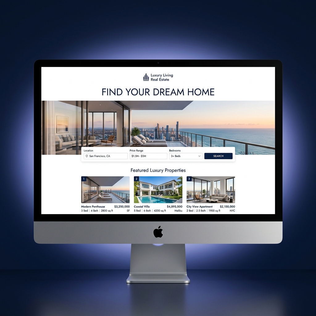 Real Estate Agency Website - iMac Mockup