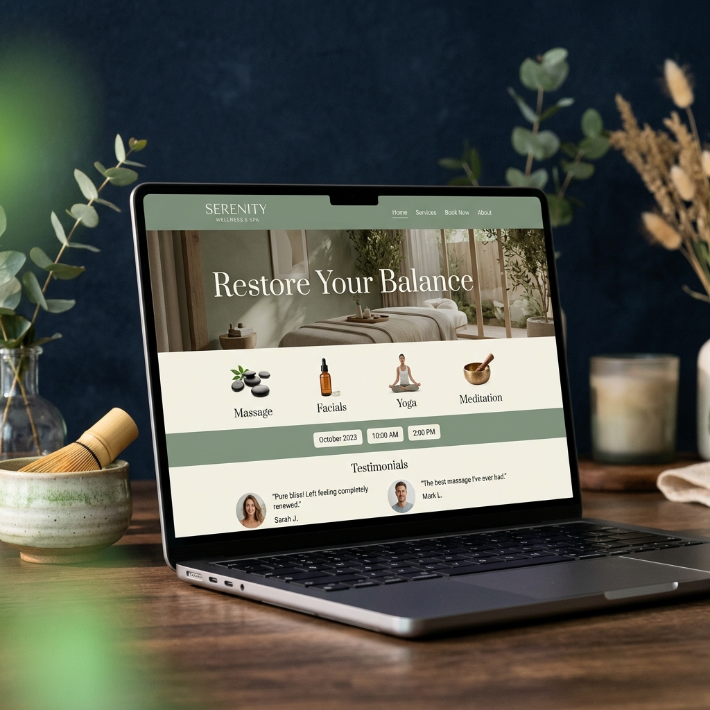 Wellness & Spa Website - MacBook Mockup